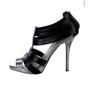 Christian Dior Authentic Black Silver Gladiator High Heel Sandals 6.5